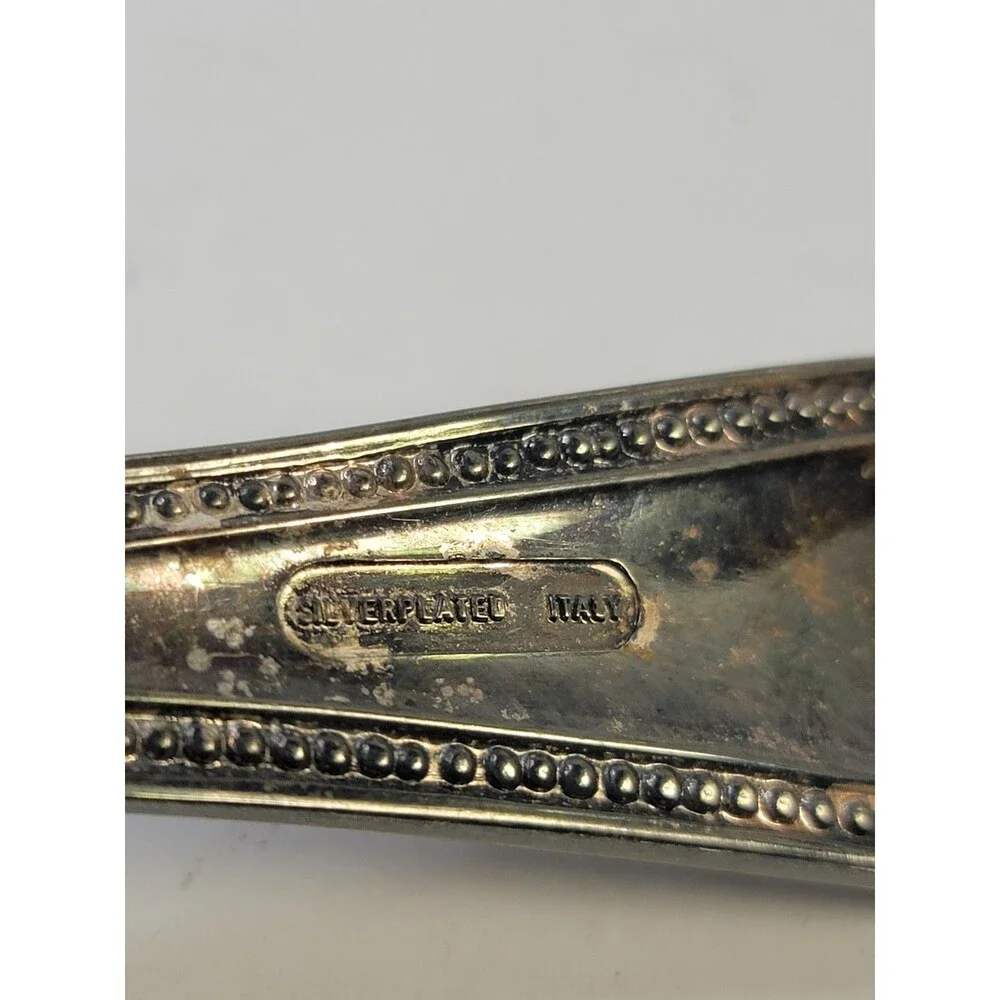 Vintage Italy Silverplated Cake Pie Server Ornate Floral Engraved 12